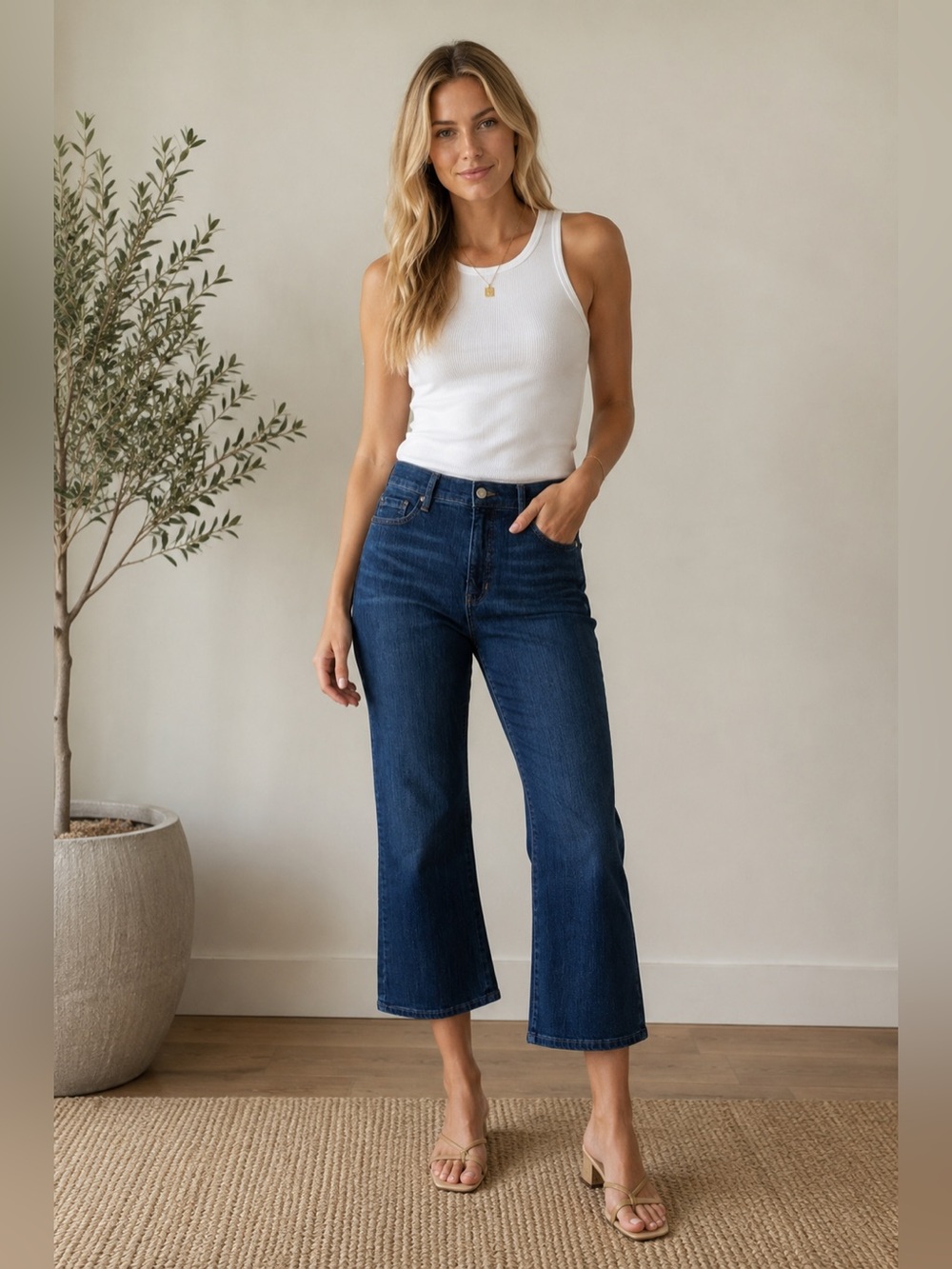 Banana Republic Cropped Flare Bootcut Jeans Dark Blue Size 29/8